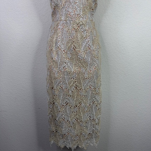 Dress The Population Aurora Dress Women S Gold Silver Lace Sequin Bridal Wedding - Picture 4 of 11